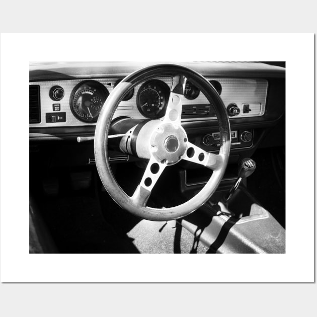 Steering wheel 1970s US car classic Wall Art by Beate Gube